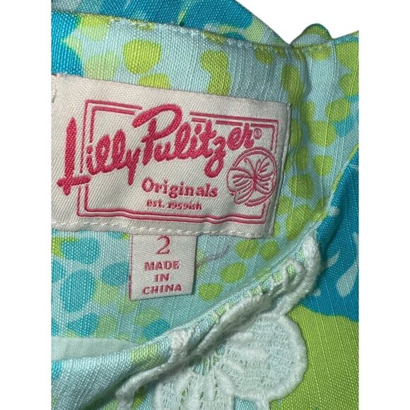 Lilly Pulitzer Originals Shift Dress in Seeing Things Blue Green Floral Print 2 - Picture 6 of 8